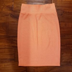 Orange & Silver LuLaRoe Cassie Pencil Skirt Size S